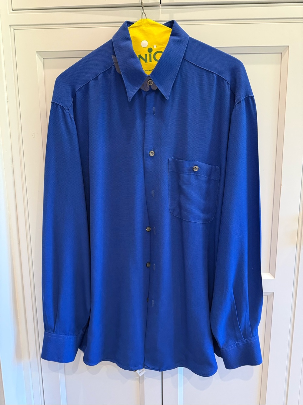 Vintage Zanella Men's Button-Up Shirt in Royal Blue